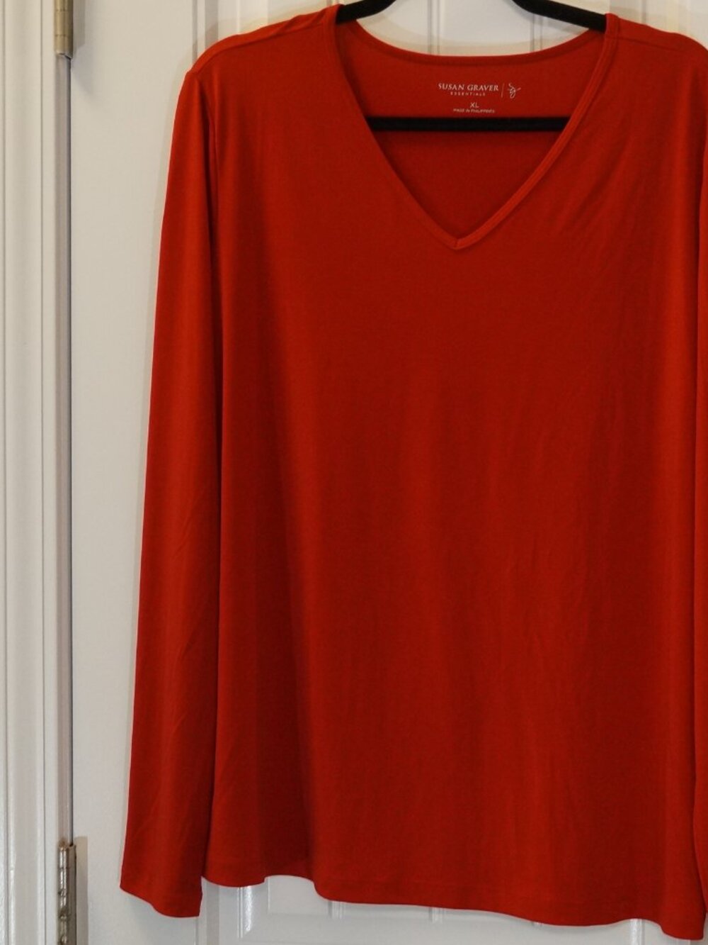 Susan Graver Essentials Liquid Knit V-Neck Top Size XL